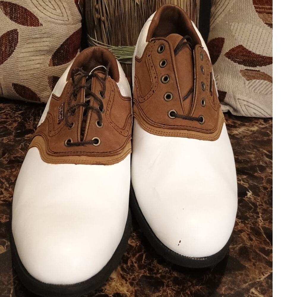 Vintage Footjoy Dryjoy Saddle White/ Brown Oxfords / Style #35658 -Size 8.5M Men